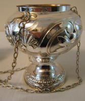 Ornate antique solid silver Baroque Thurible and Boat